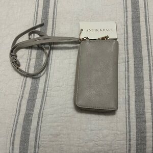 Antik Kraft Taupe Wristlet with Gold Accents